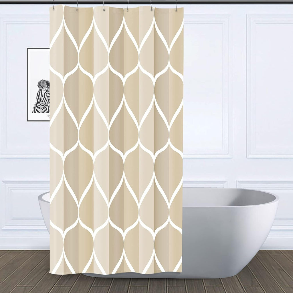 Bathveil Gray Geometric Shower Curtain, Water Repellent, with 12 Hooks, Machine Washable, 72 x 72 in