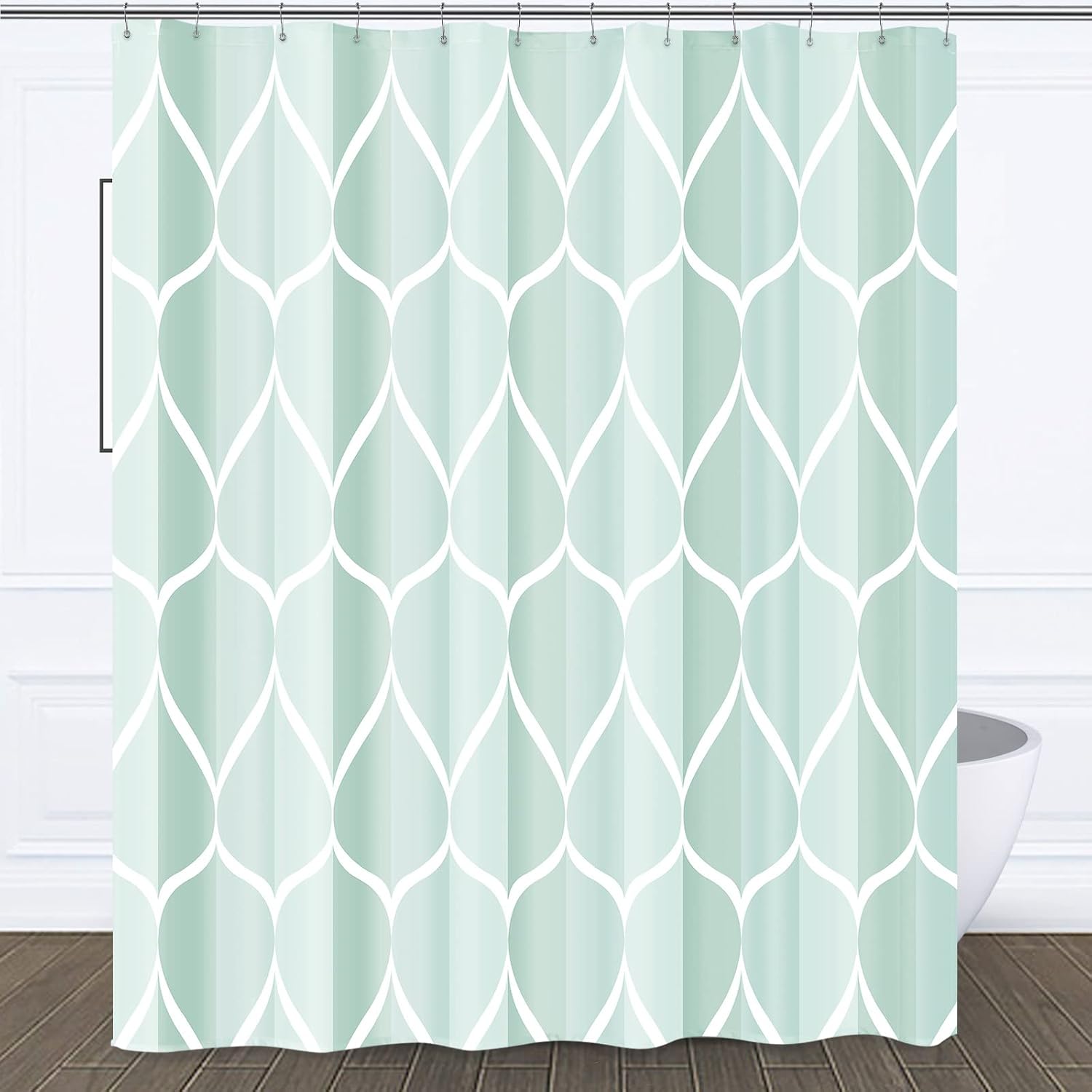 Bathveil Gray Geometric Shower Curtain, Water Repellent, with 12 Hooks, Machine Washable, 72 x 72 in