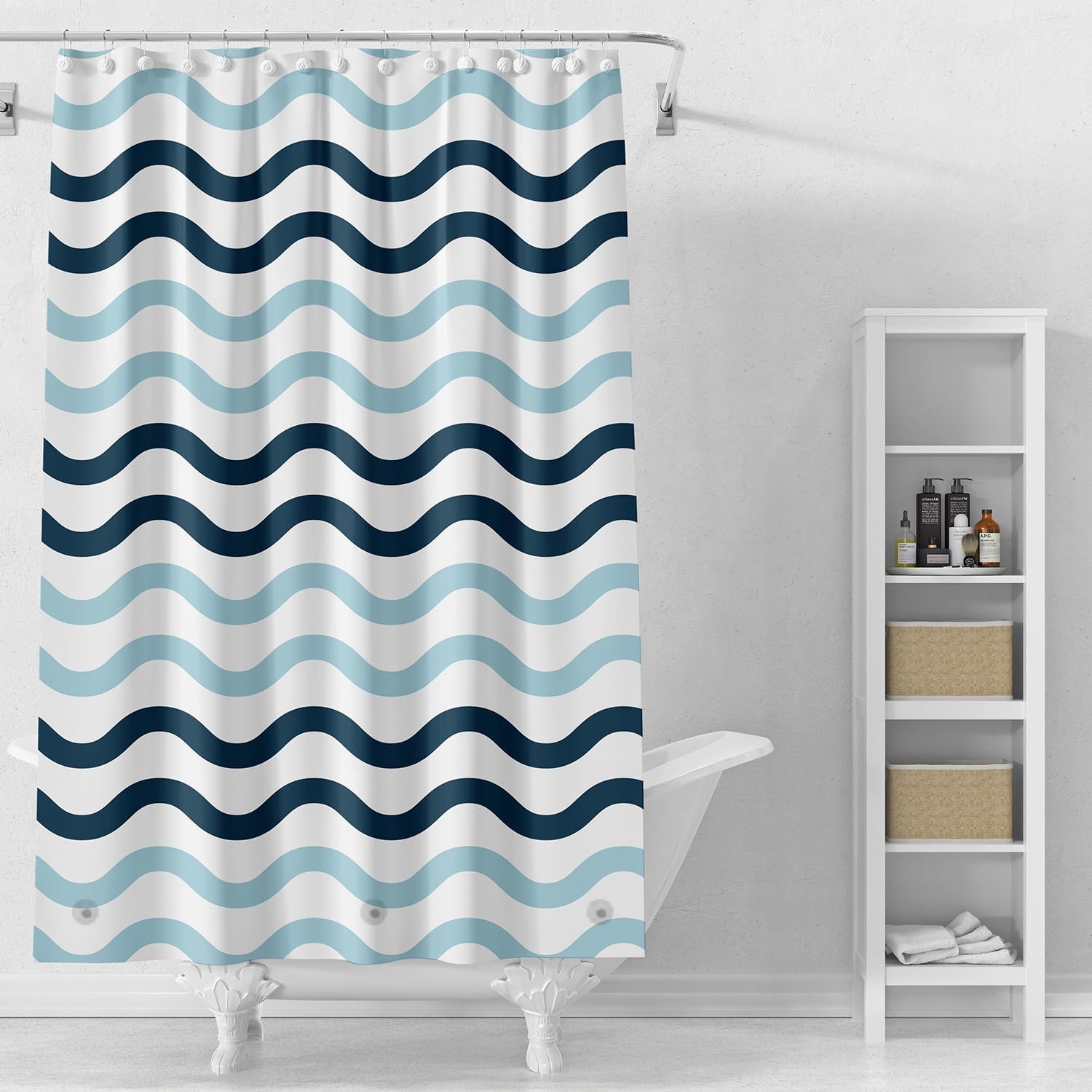 Bathveil Banana Leaves Shower Curtain Liner, 4G PEVA Waterproof, with Grommets and 3 Magnetic Weights, 72 x 72 in
