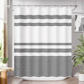 Bathveil Black and White Striped Shower Curtain, Farmhouse Style Fabric, Machine Washable, with 12 Hooks, 72 x 72 in
