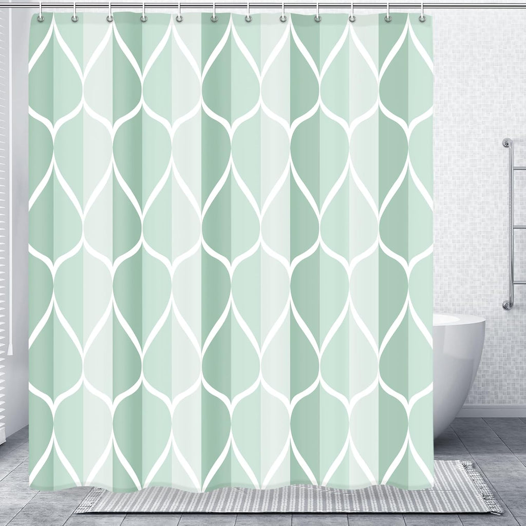 Bathveil Geometric Shower Curtain Water Repellent with Hooks