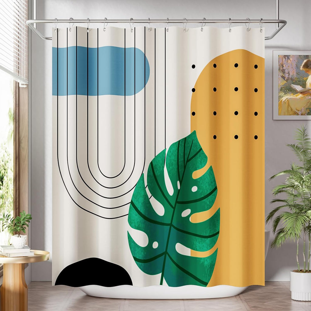 Bathveil Black White Striped Shower Curtain Farmhouse Washable with Hooks