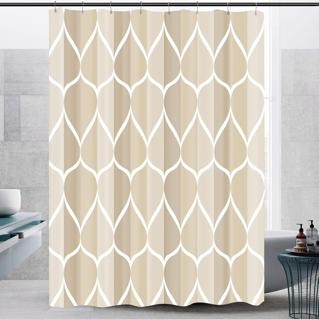 Bathveil Gray Geometric Shower Curtain, Water Repellent, with 12 Hooks, Machine Washable, 72 x 72 in