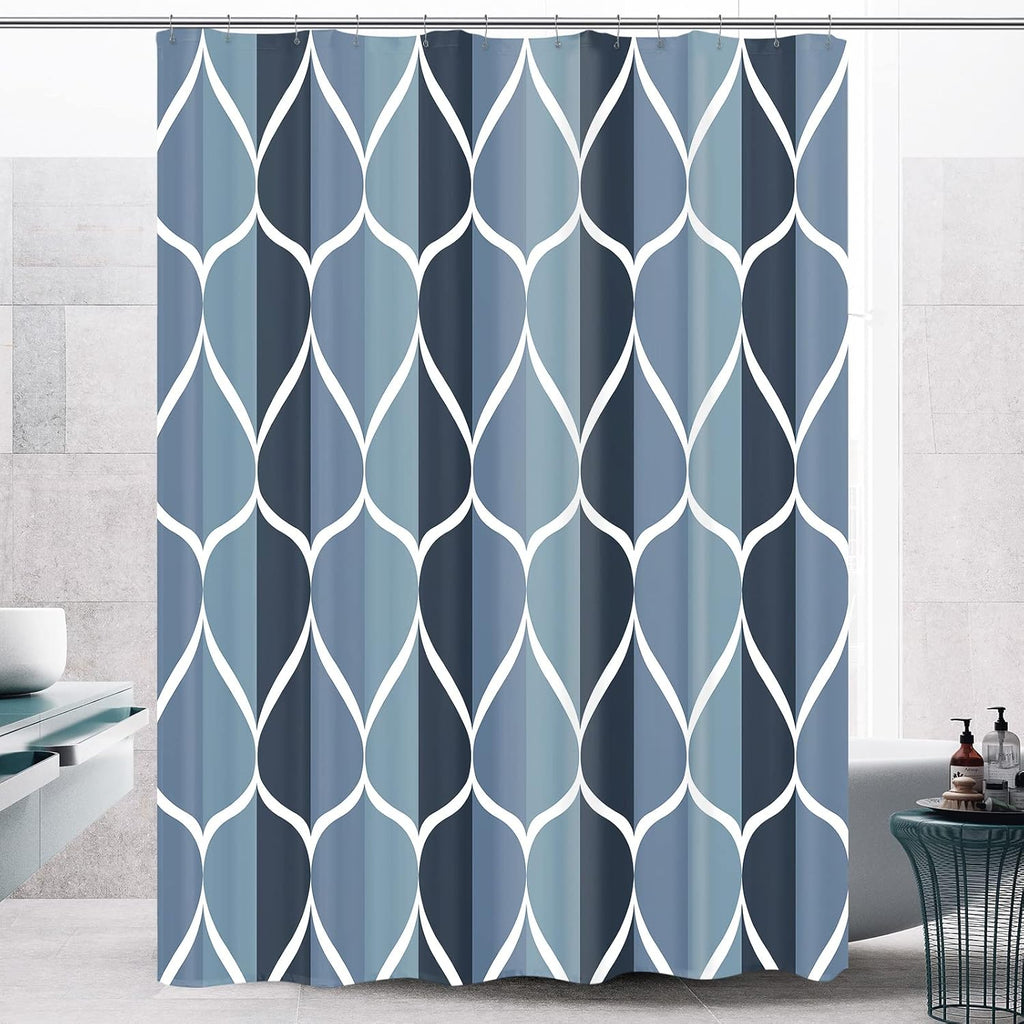 Bathveil Gray Geometric Shower Curtain, Water Repellent, with 12 Hooks, Machine Washable, 72 x 72 in