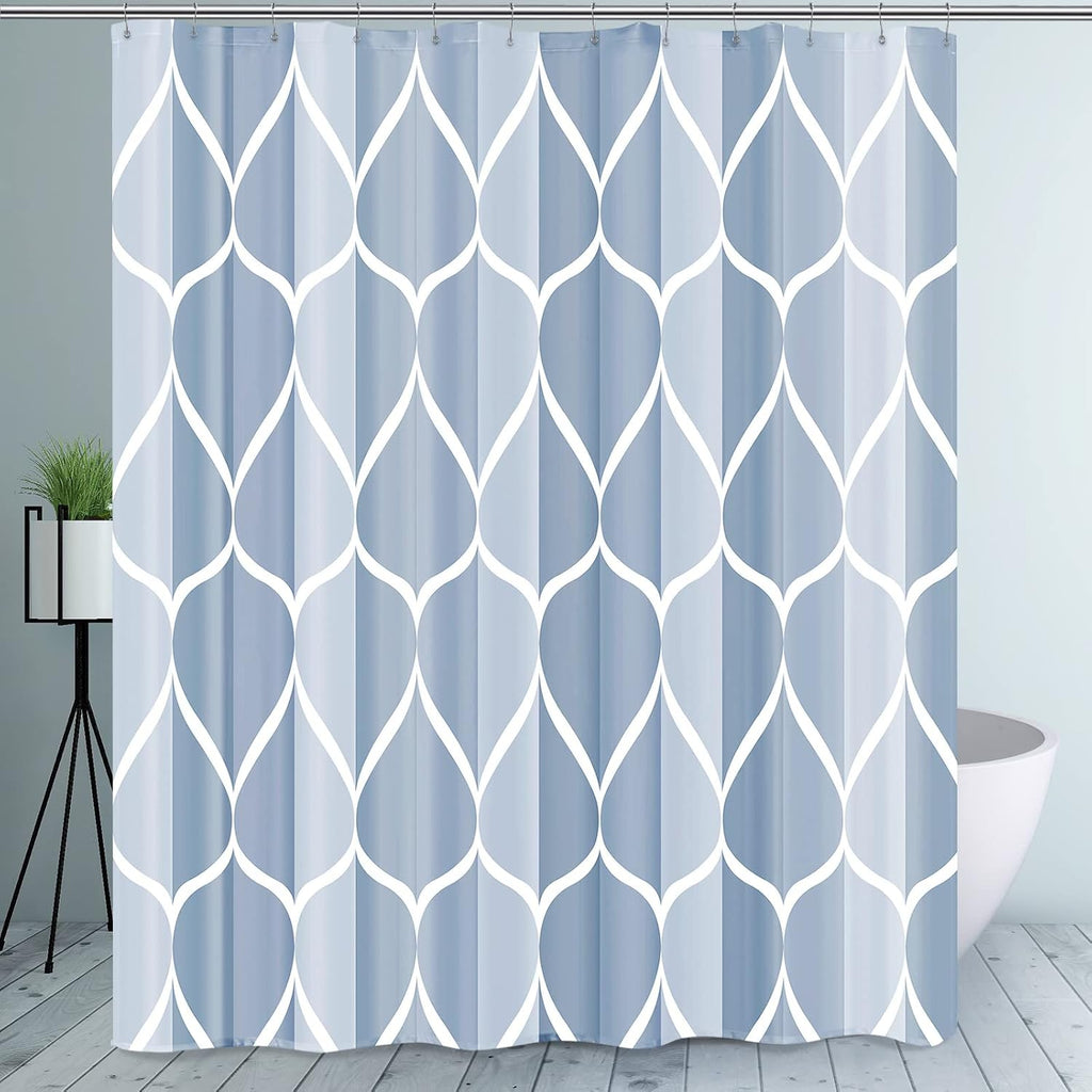 Bathveil Gray Geometric Shower Curtain, Water Repellent, with 12 Hooks, Machine Washable, 72 x 72 in