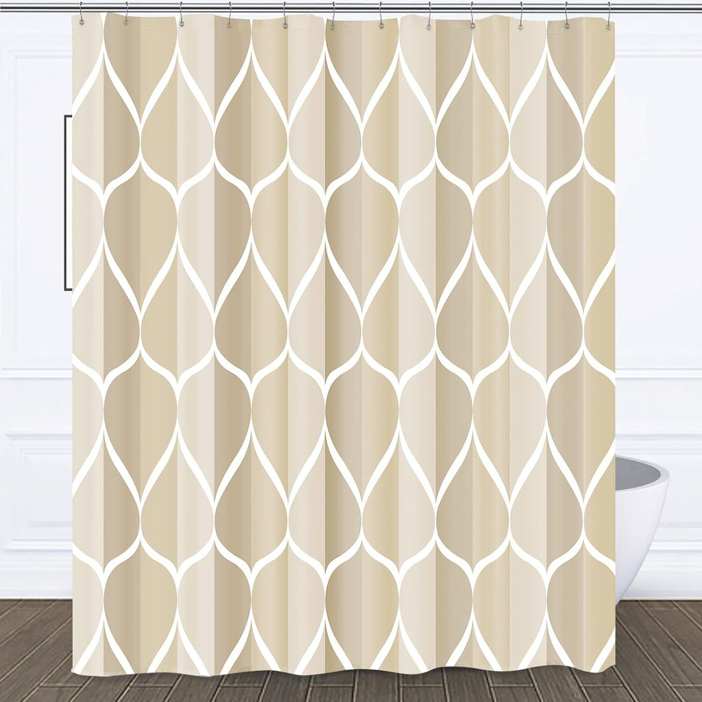 Bathveil Gray Geometric Shower Curtain, Water Repellent, with 12 Hooks, Machine Washable, 72 x 72 in