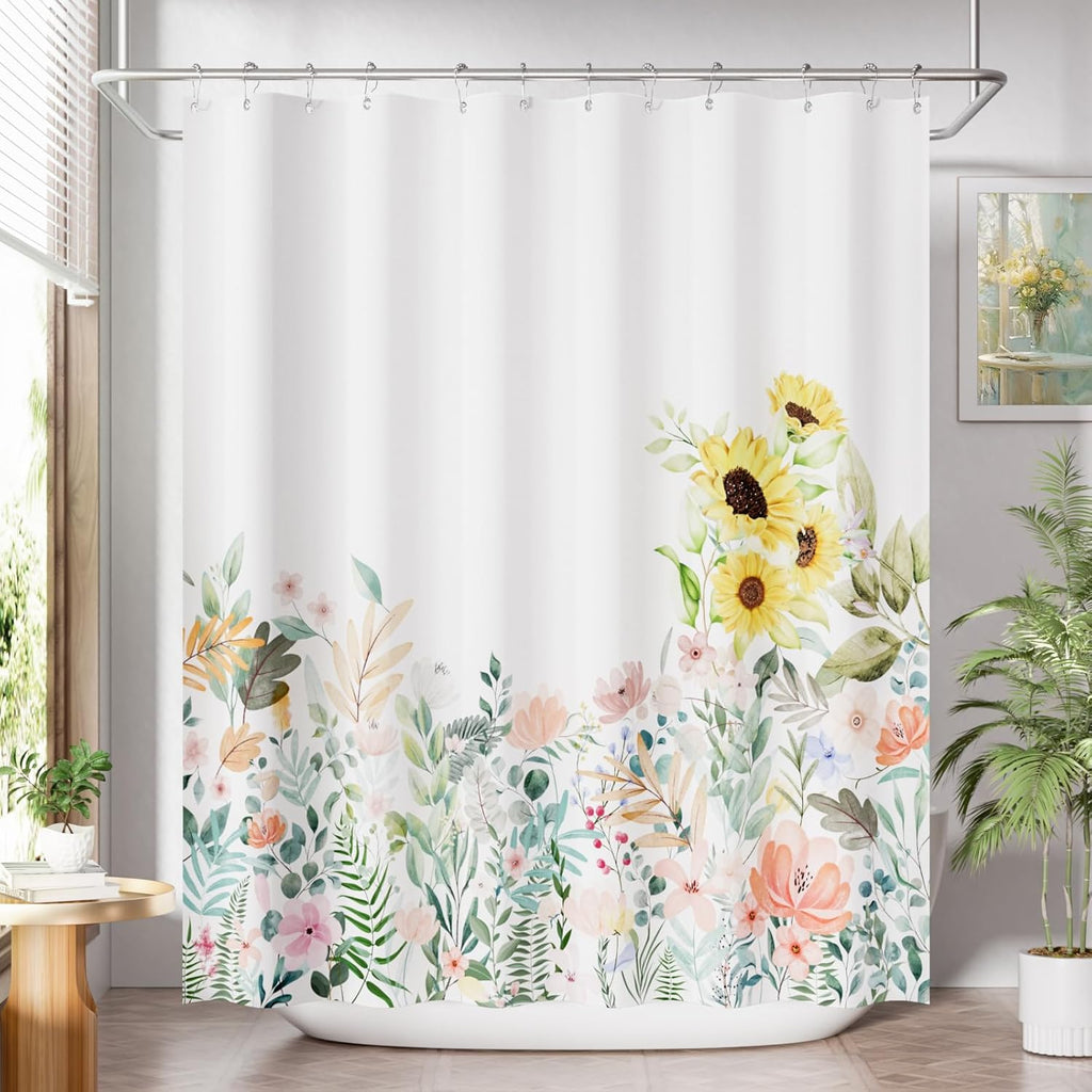 Bathveil Black White Striped Shower Curtain Farmhouse Washable with Hooks