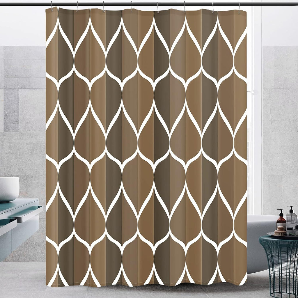 Bathveil Gray Geometric Shower Curtain, Water Repellent, with 12 Hooks, Machine Washable, 72 x 72 in