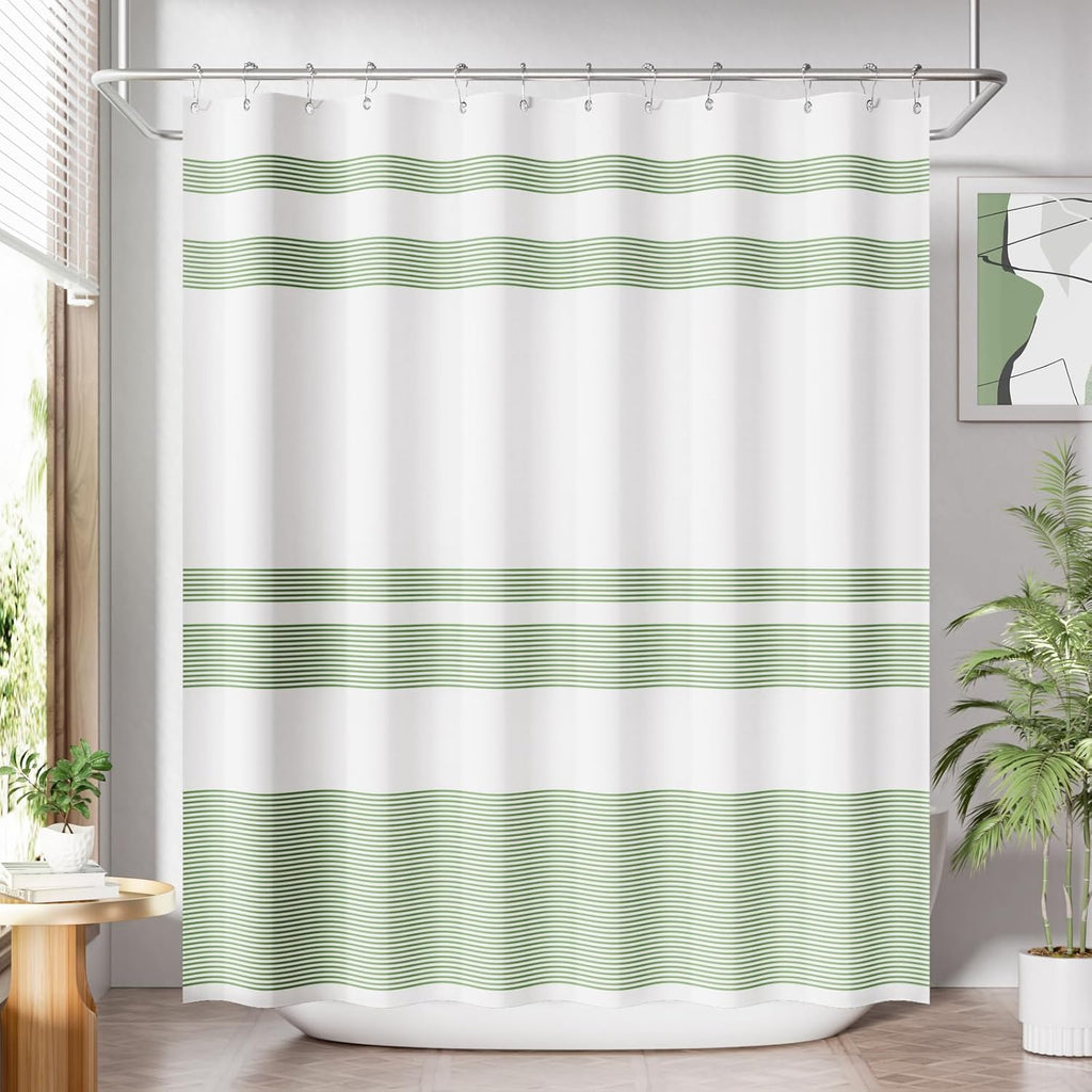 Bathveil Black White Striped Shower Curtain Farmhouse Washable with Hooks
