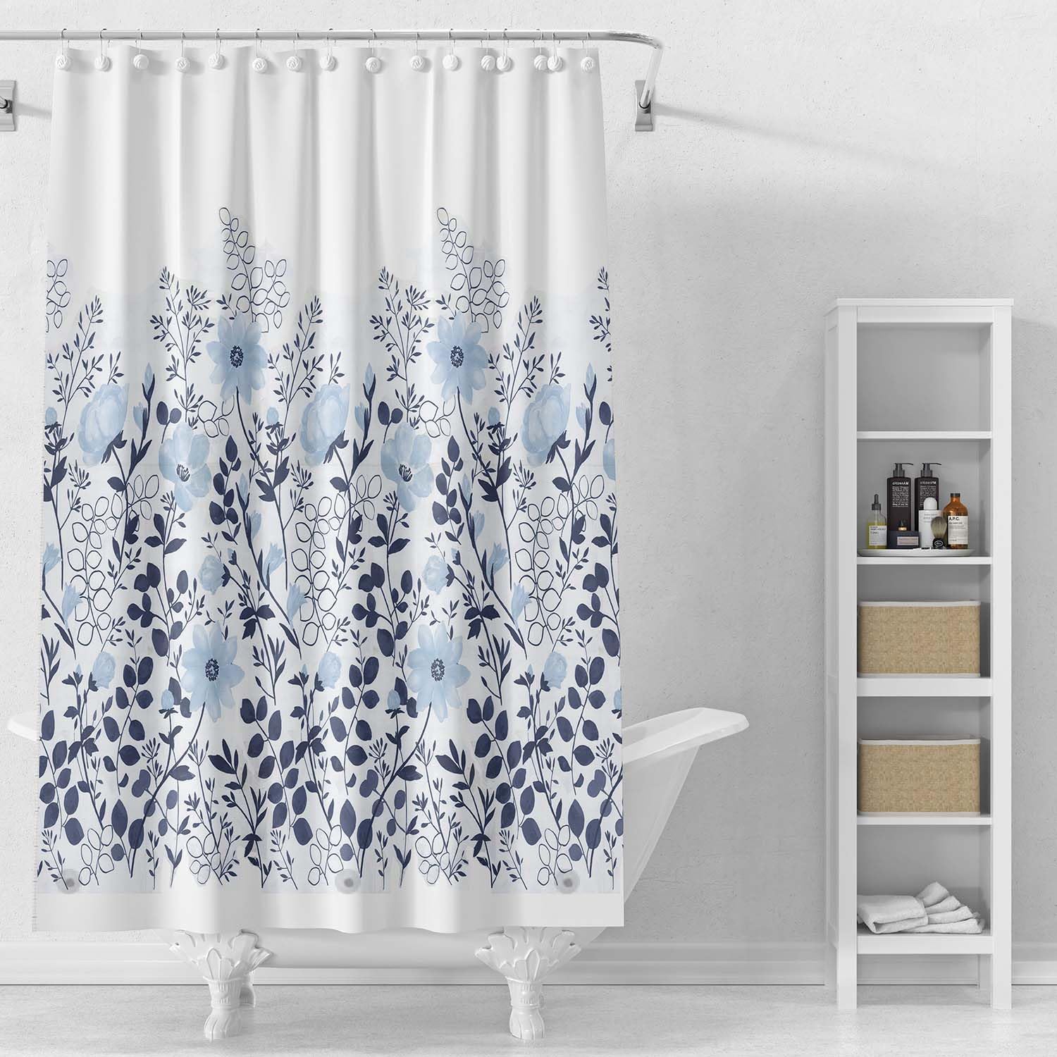 Bathveil Banana Leaves Shower Curtain Liner, 4G PEVA Waterproof, with Grommets and 3 Magnetic Weights, 72 x 72 in