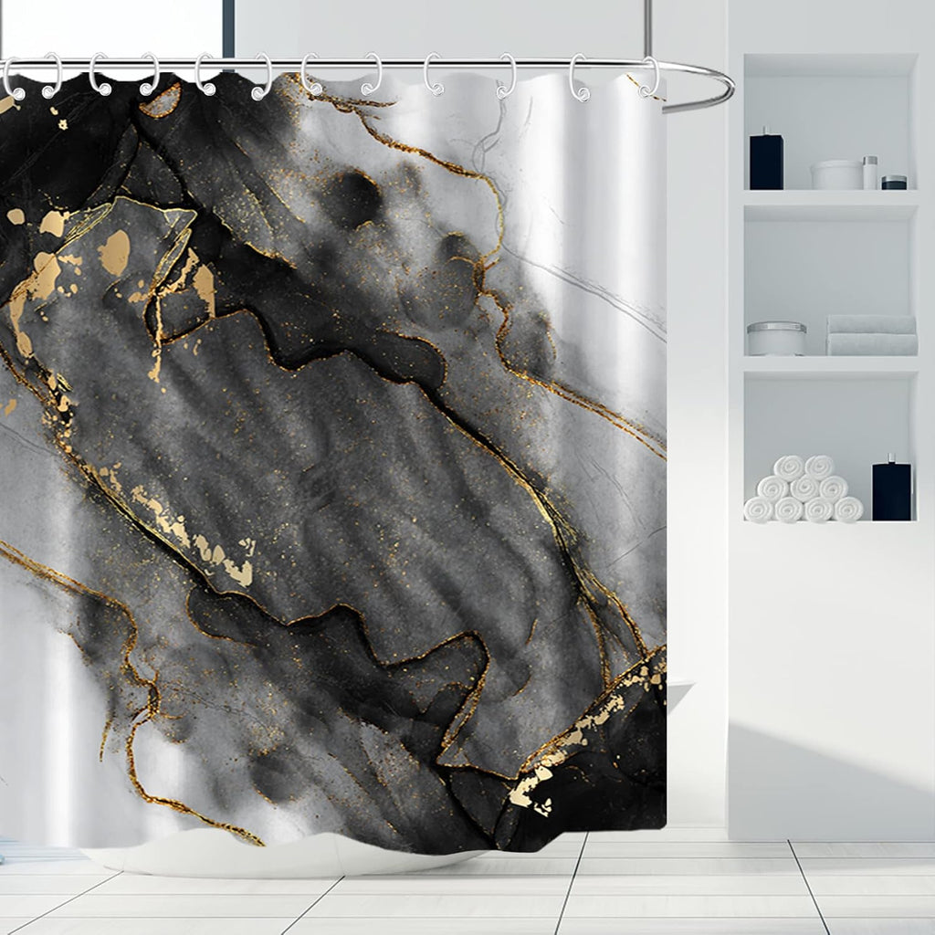 Bathveil Marble Shower Curtain Waterproof Washable with Hooks