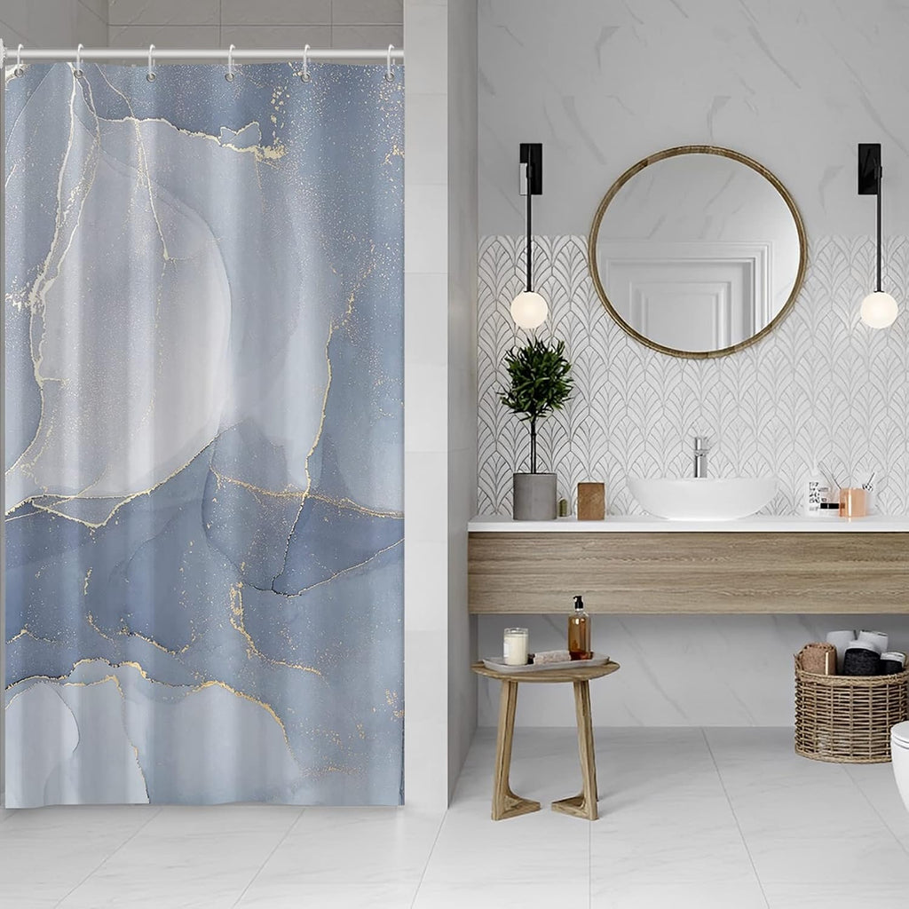 Bathveil Marble Shower Curtain Waterproof Washable with Hooks