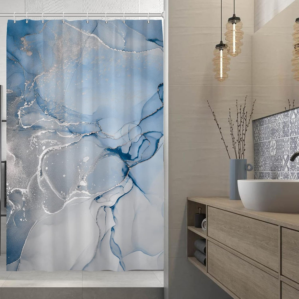 Bathveil Marble Shower Curtain Waterproof Washable with Hooks