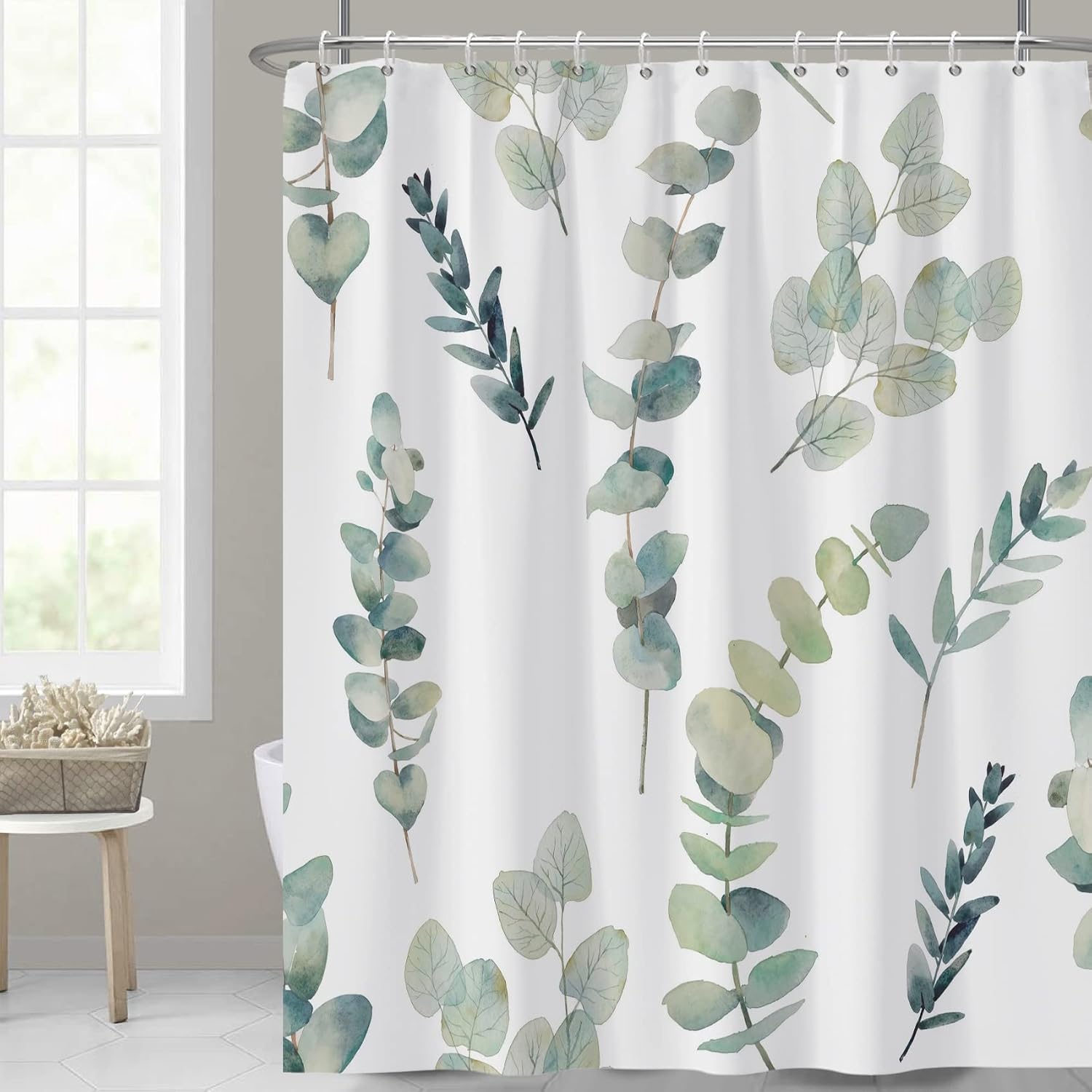 Bathveil Blue Marble Shower Curtain, Waterproof Washable, with Hooks, 72 x 72 in
