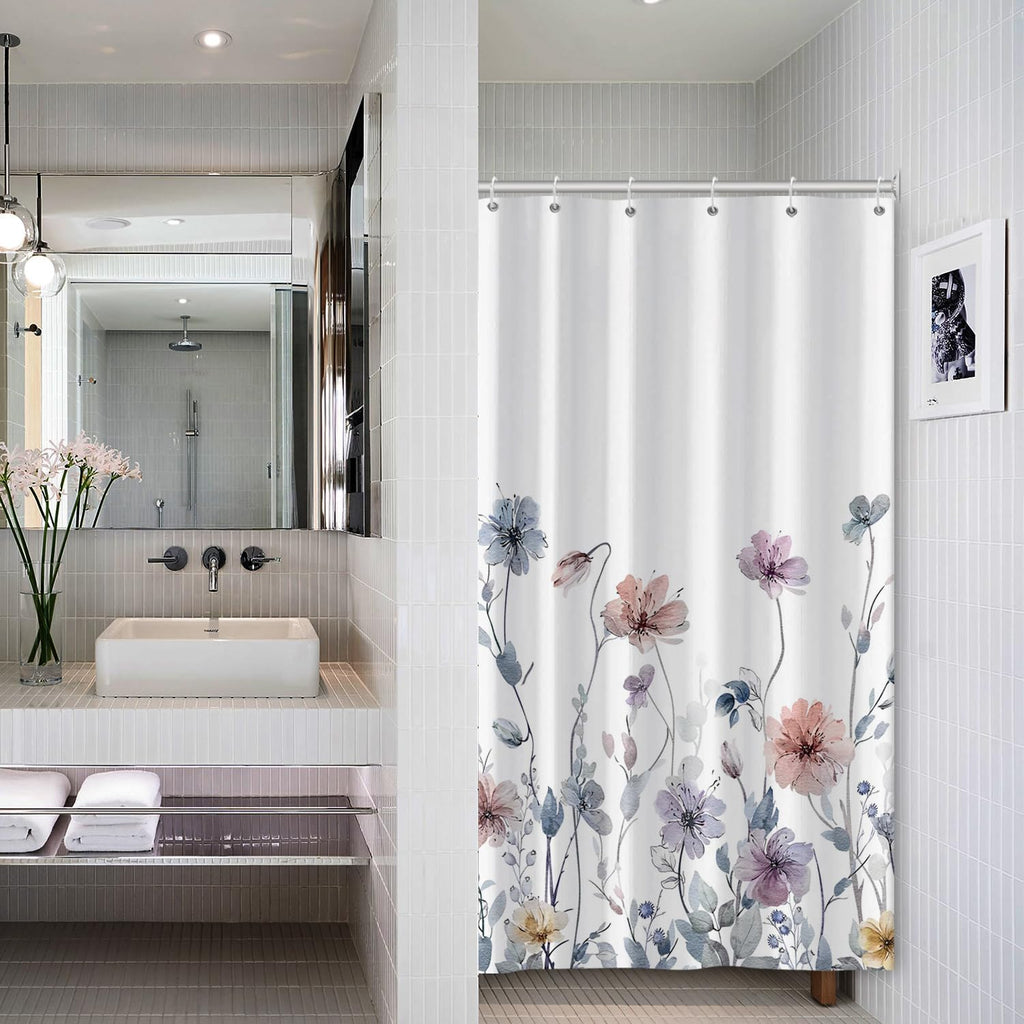 Bathveil Marble Shower Curtain Waterproof Washable with Hooks