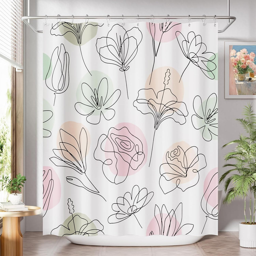 Bathveil Black White Striped Shower Curtain Farmhouse Washable with Hooks
