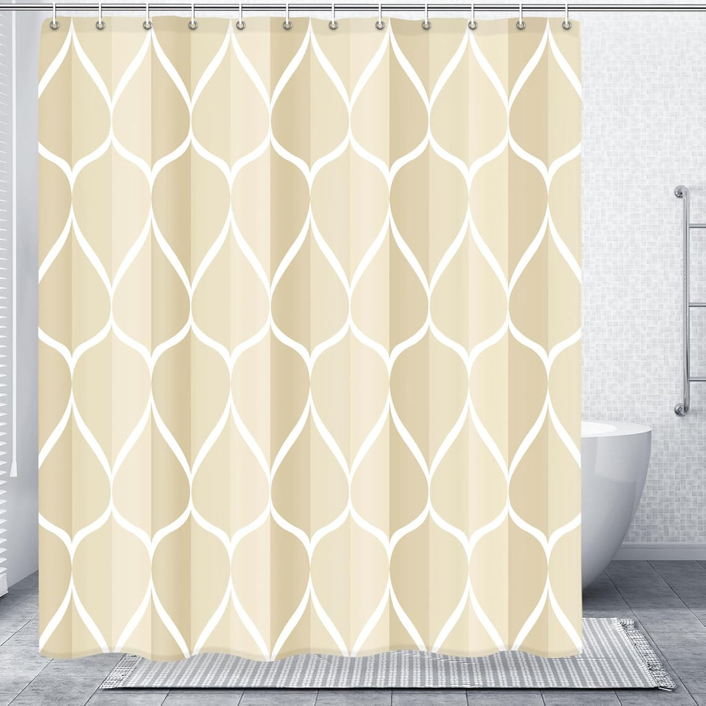 Bathveil Geometric Shower Curtain Water Repellent with Hooks