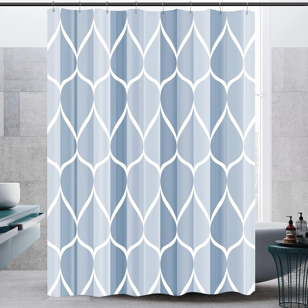 Bathveil Gray Geometric Shower Curtain, Water Repellent, with 12 Hooks, Machine Washable, 72 x 72 in