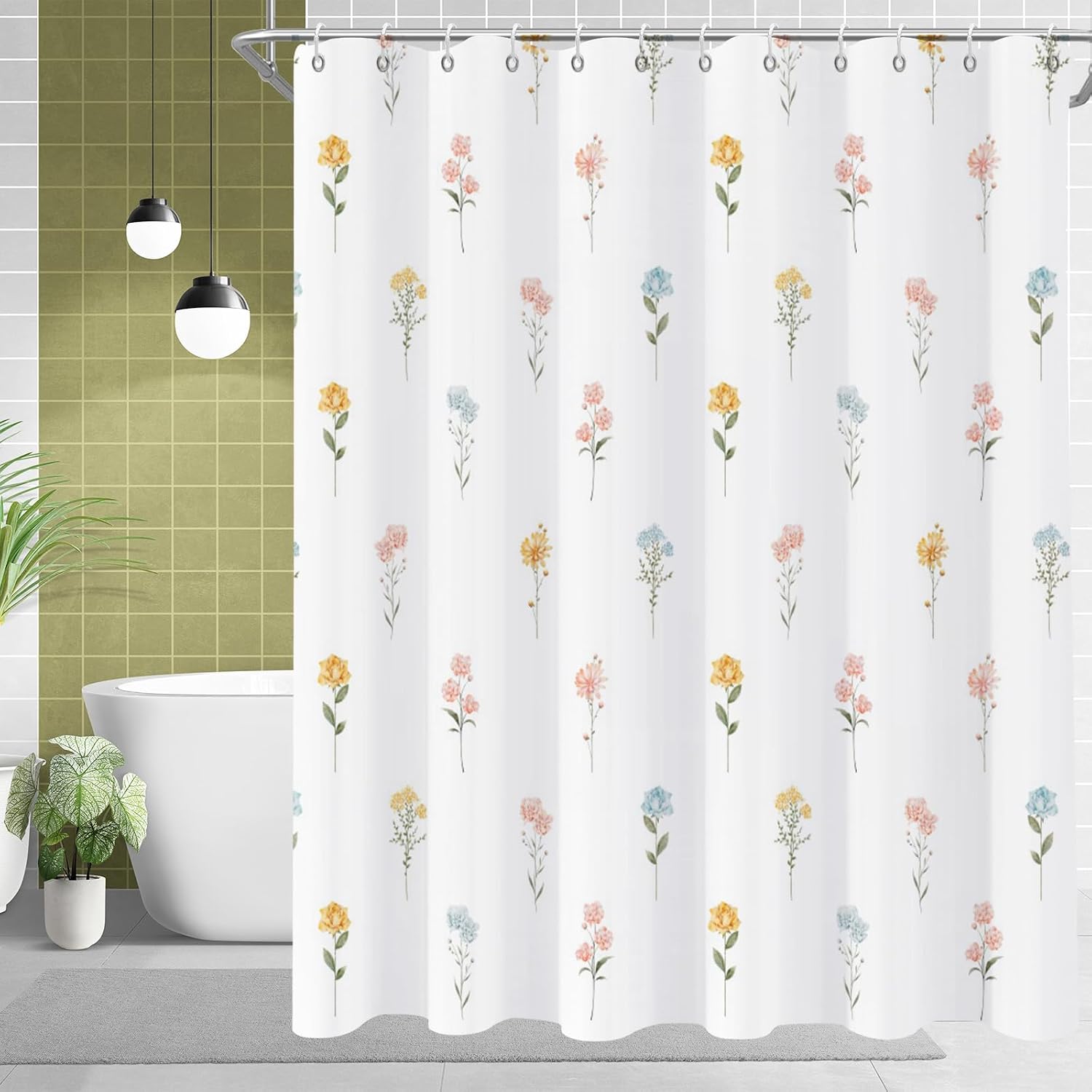 Bathveil Boho Minimalist Shower Curtain, Abstract Arch Sun Design, Waterproof Machine Washable, 72 x 72 in