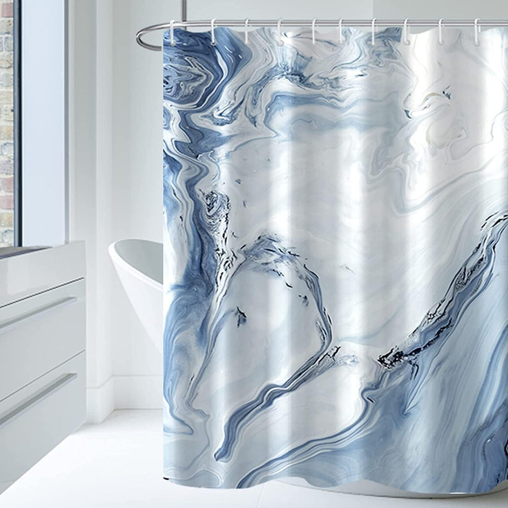 Bathveil Marble Shower Curtain Waterproof Washable with Hooks