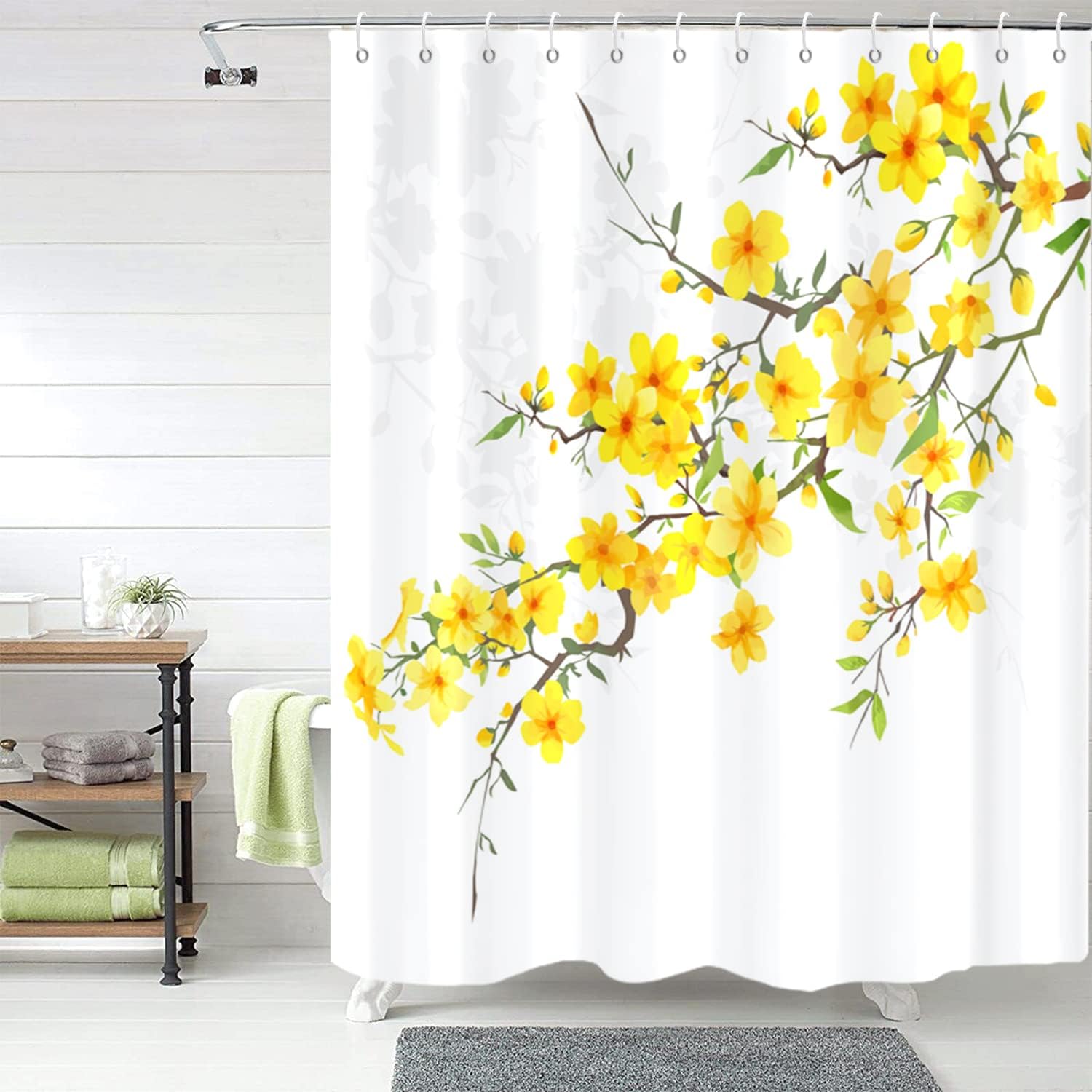 Bathveil Boho Minimalist Shower Curtain, Abstract Arch Sun Design, Waterproof Machine Washable, 72 x 72 in