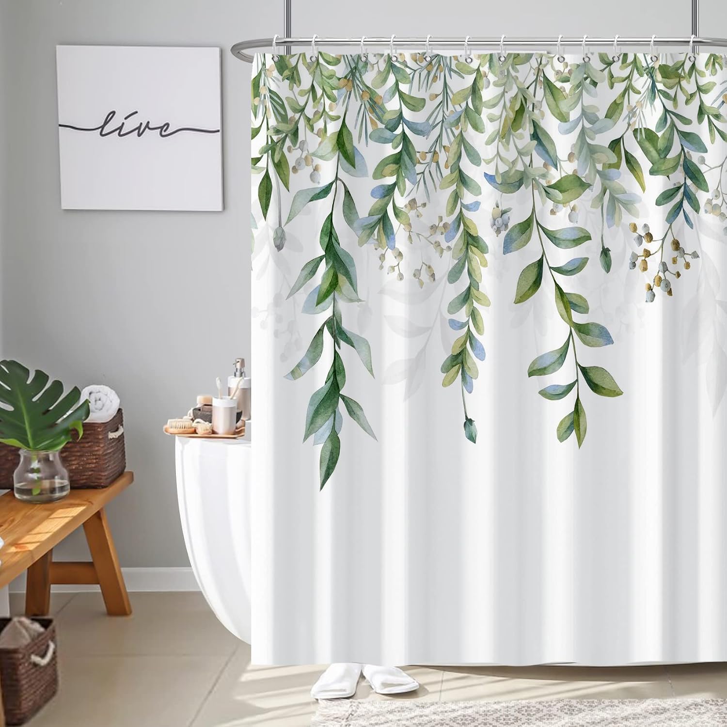 Bathveil Blue Marble Shower Curtain, Waterproof Washable, with Hooks, 72 x 72 in