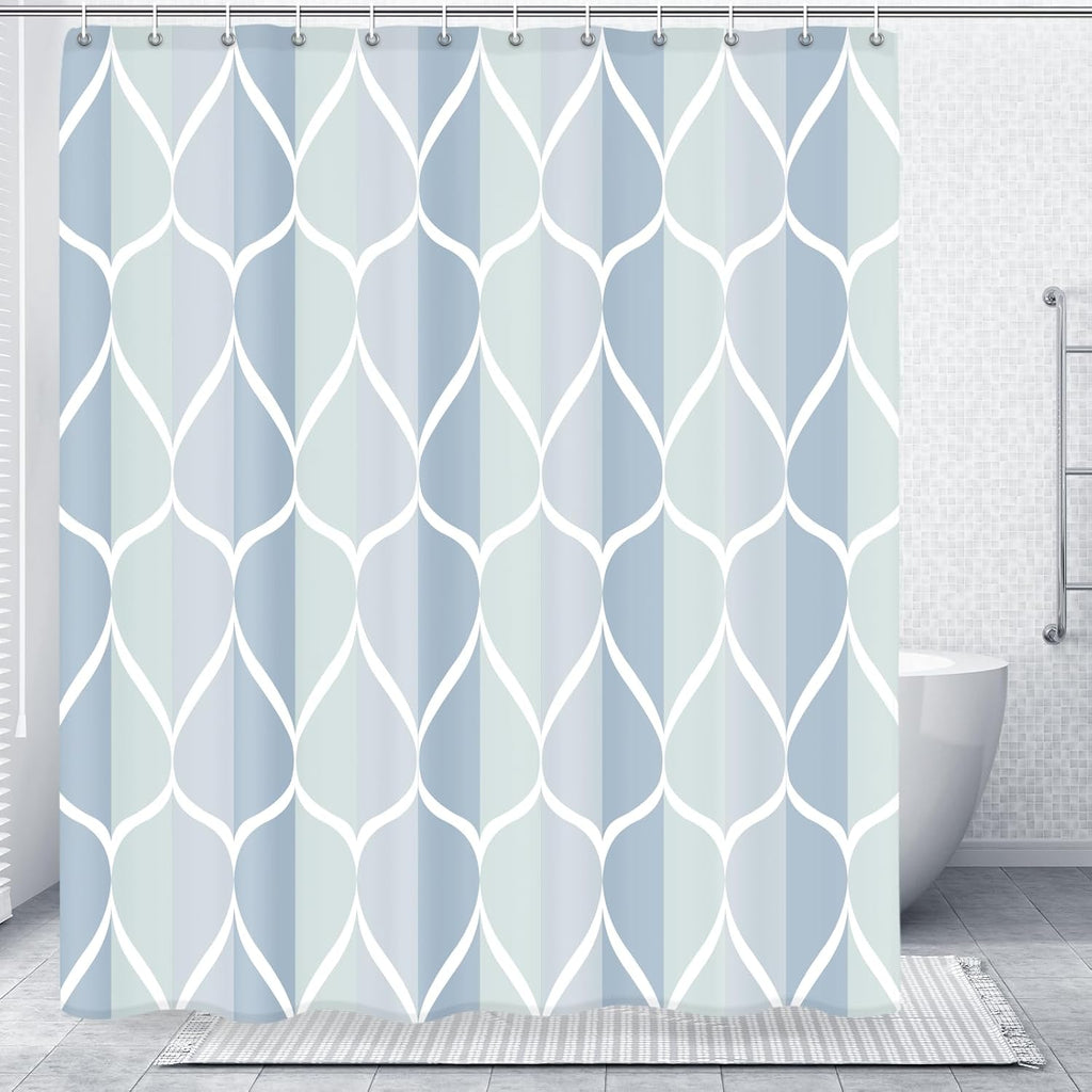 Bathveil Geometric Shower Curtain Water Repellent with Hooks