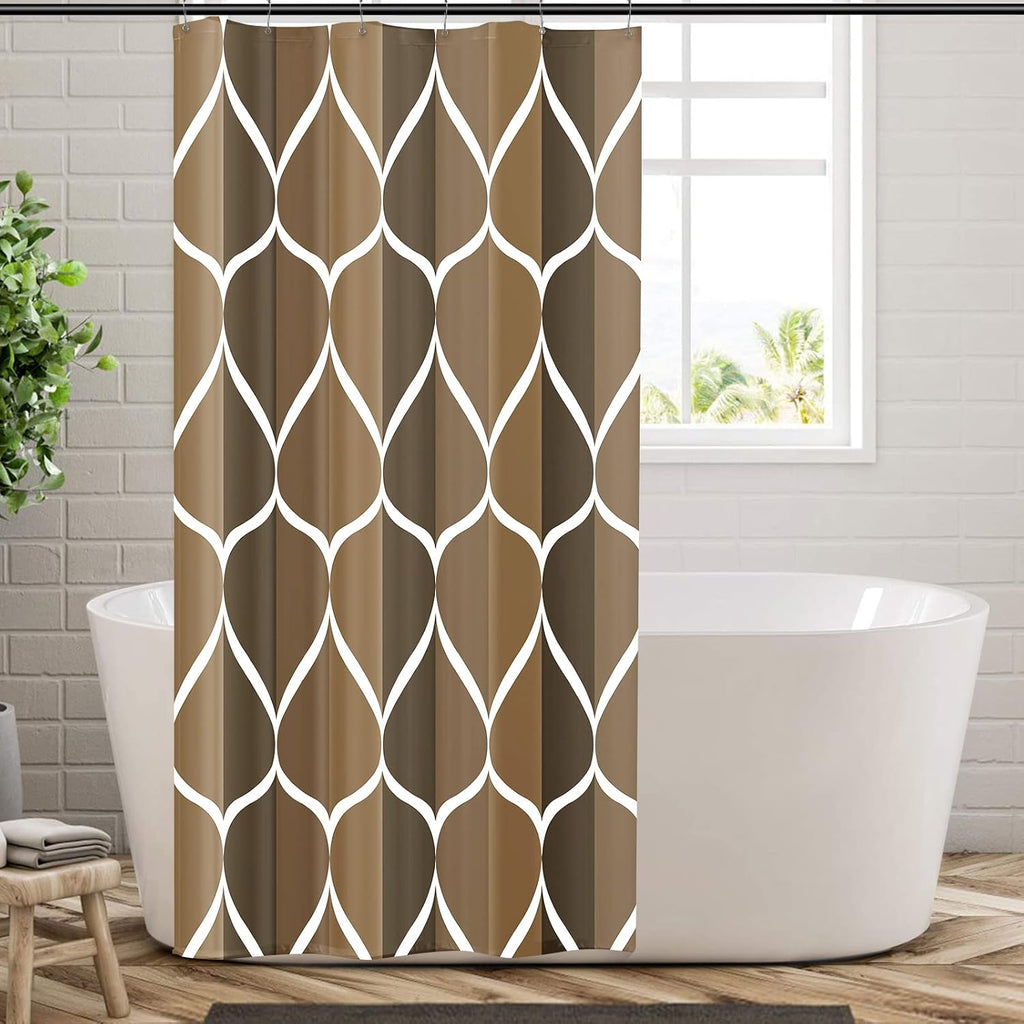 Bathveil Gray Geometric Shower Curtain, Water Repellent, with 12 Hooks, Machine Washable, 72 x 72 in