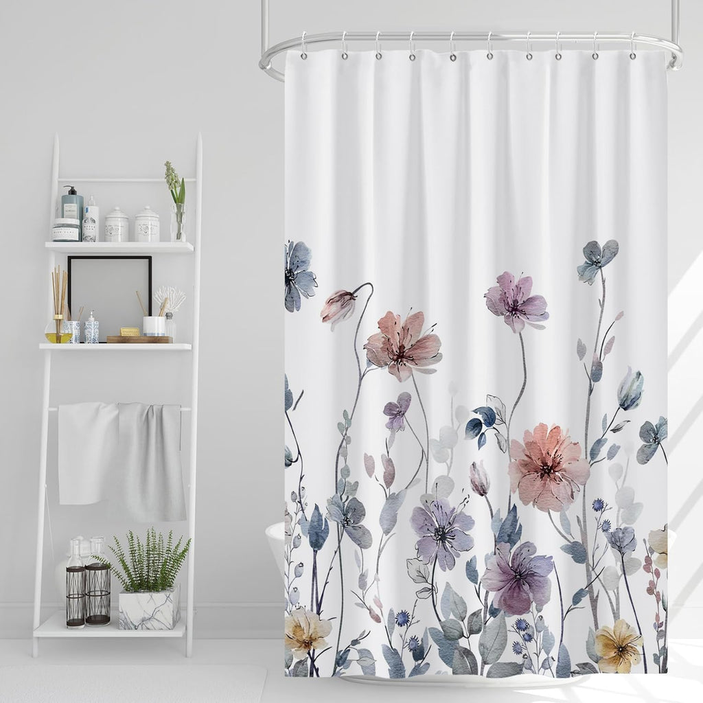 Bathveil Marble Shower Curtain Waterproof Washable with Hooks