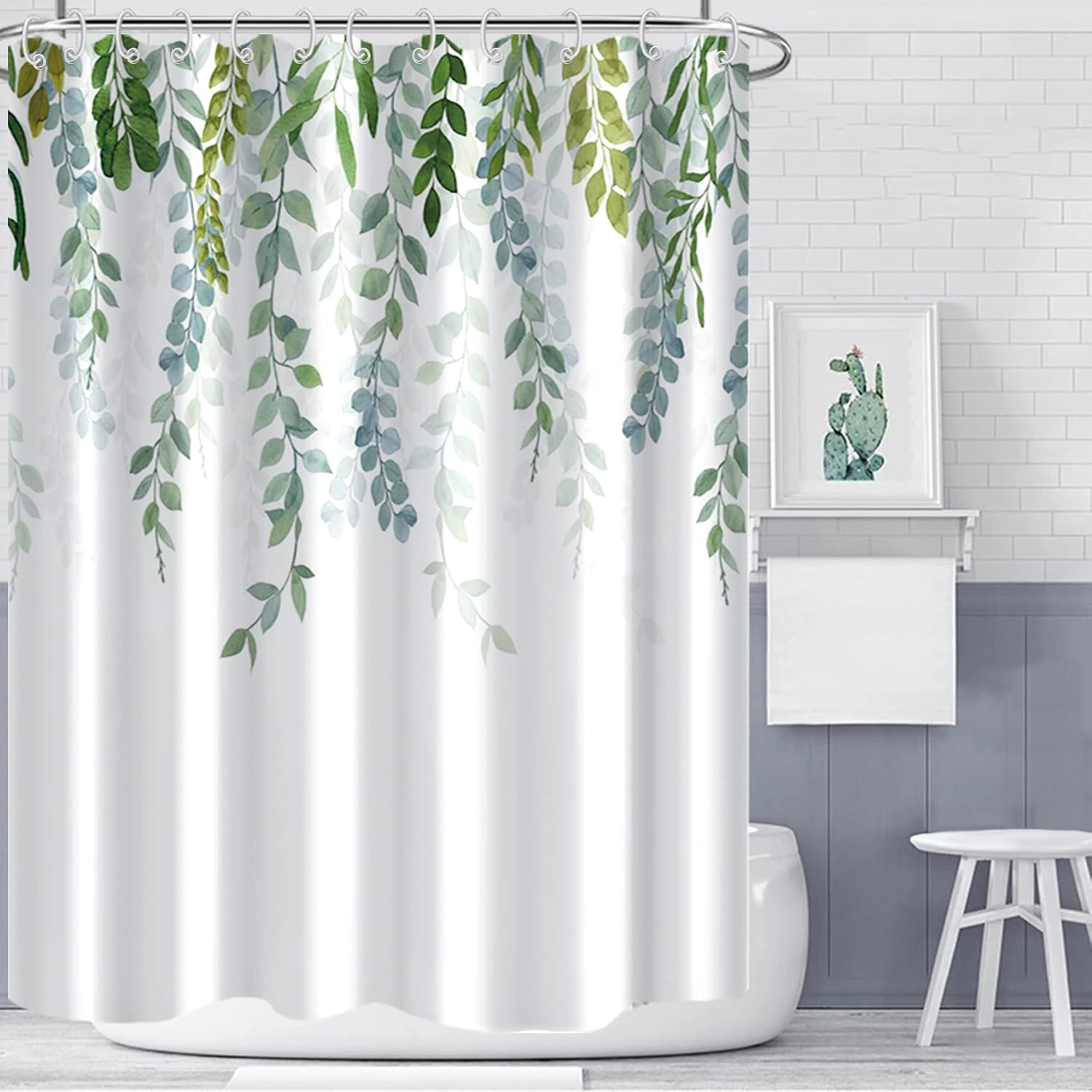 Bathveil Blue Marble Shower Curtain, Waterproof Washable, with Hooks, 72 x 72 in