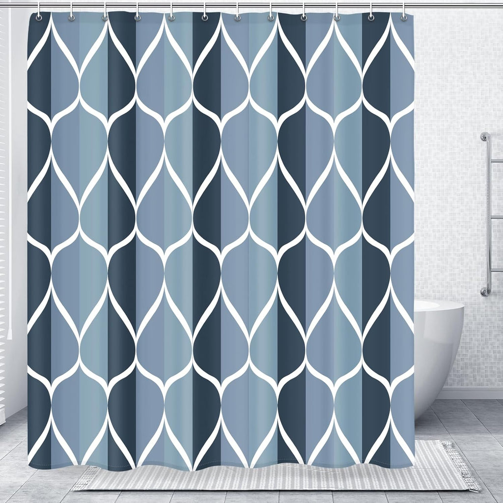 Bathveil Geometric Shower Curtain Water Repellent with Hooks