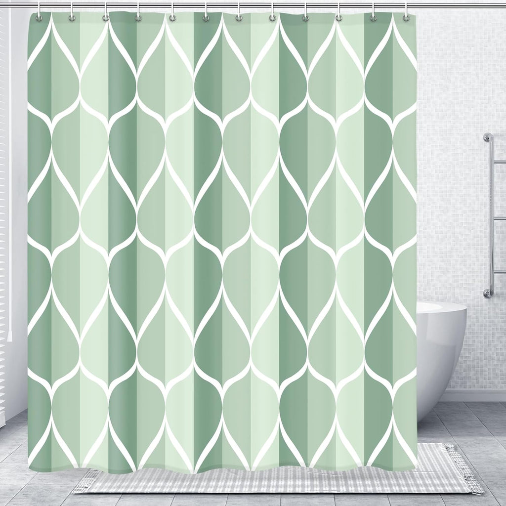 Bathveil Geometric Shower Curtain Water Repellent with Hooks