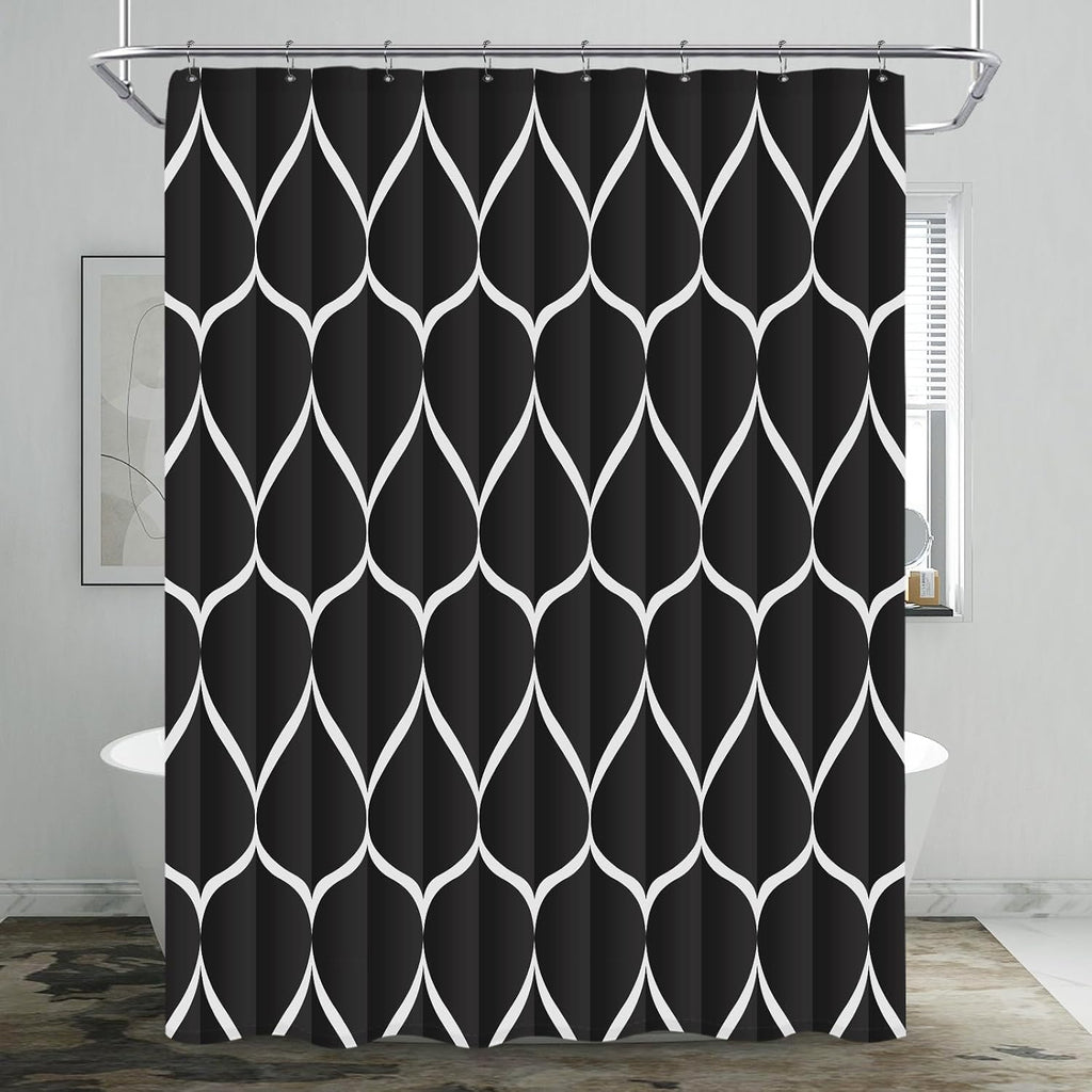 Bathveil Gray Geometric Shower Curtain, Water Repellent, with 12 Hooks, Machine Washable, 72 x 72 in