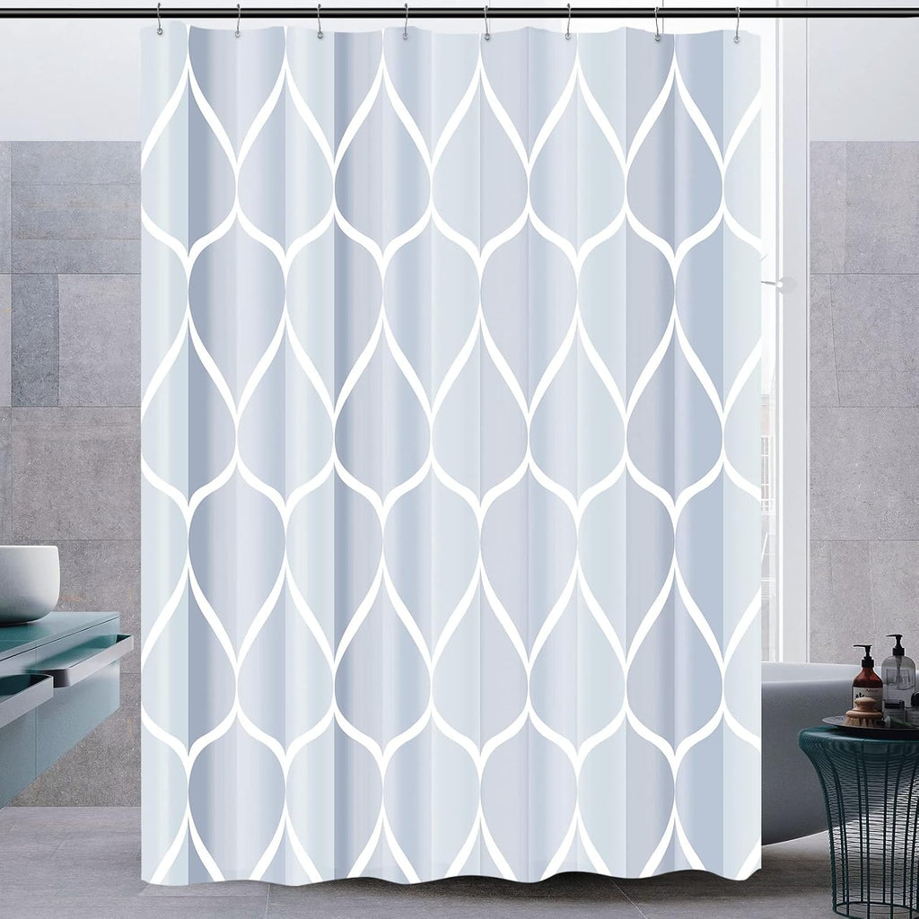 Bathveil Gray Geometric Shower Curtain, Water Repellent, with 12 Hooks, Machine Washable, 72 x 72 in