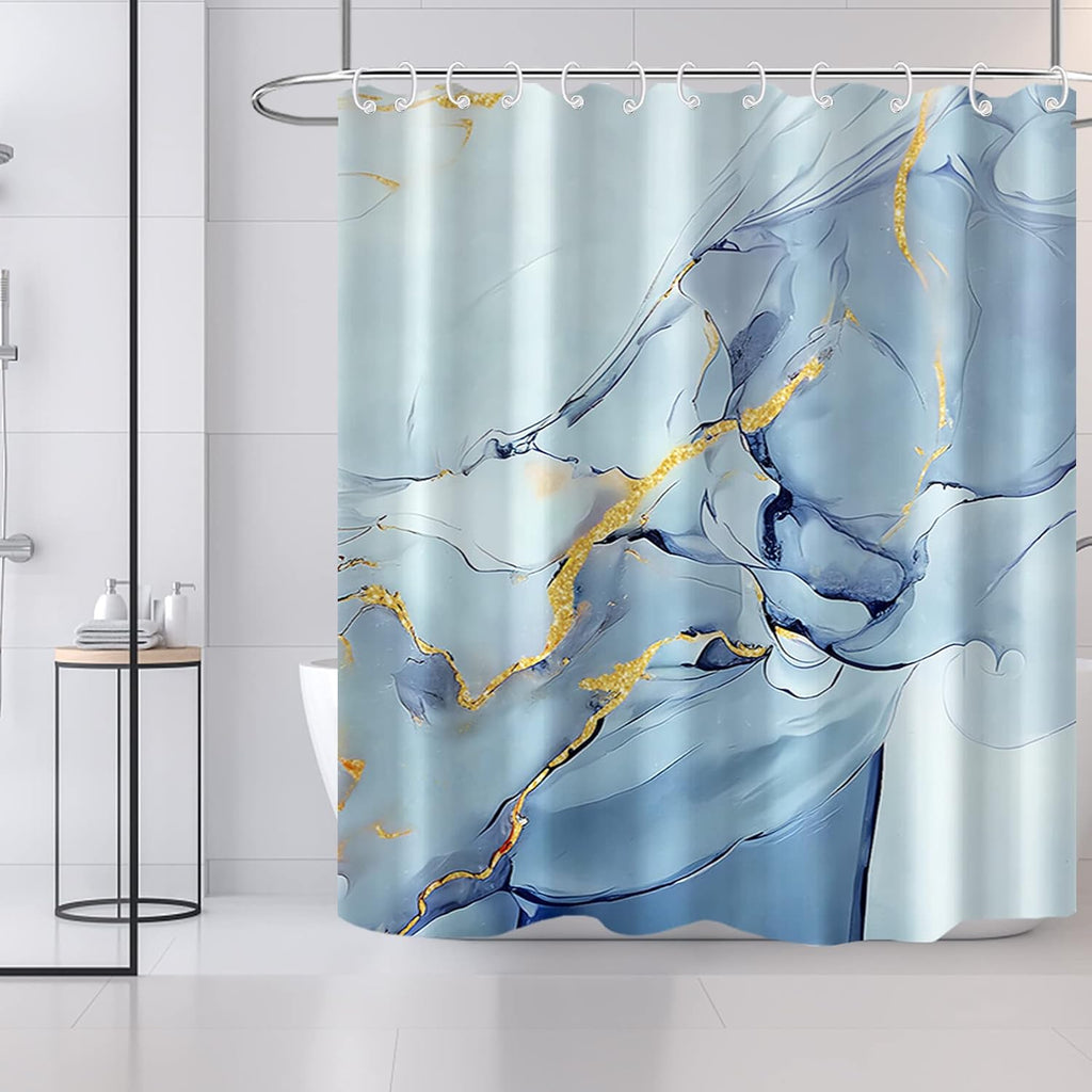 Bathveil Marble Shower Curtain Waterproof Washable with Hooks