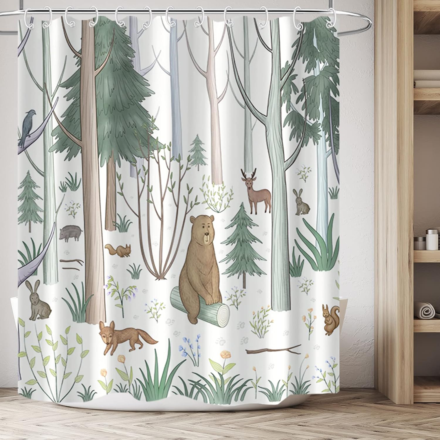 Bathveil Blue Marble Shower Curtain, Waterproof Washable, with Hooks, 72 x 72 in