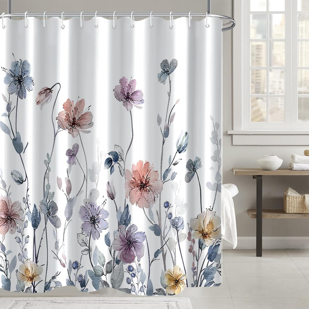 Bathveil Marble Shower Curtain Waterproof Washable with Hooks