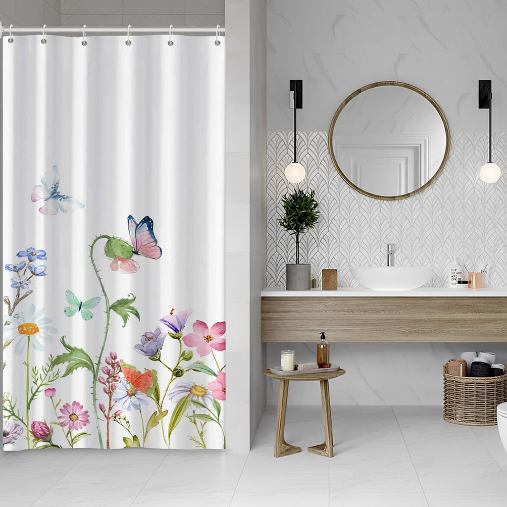 Bathveil Marble Shower Curtain Waterproof Washable with Hooks