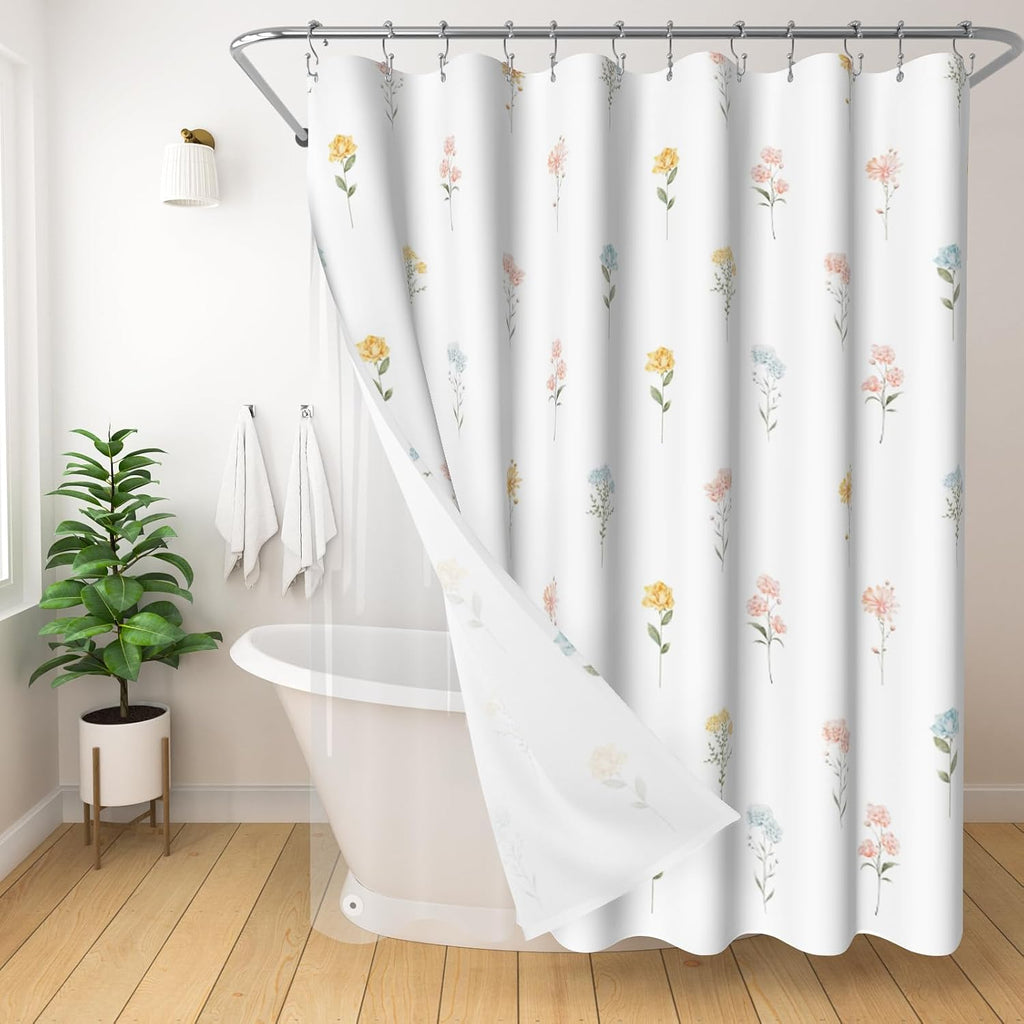 Bathveil Boho Minimalist Shower Curtain, Abstract Arch Sun Design, Waterproof Machine Washable, 72 x 72 in