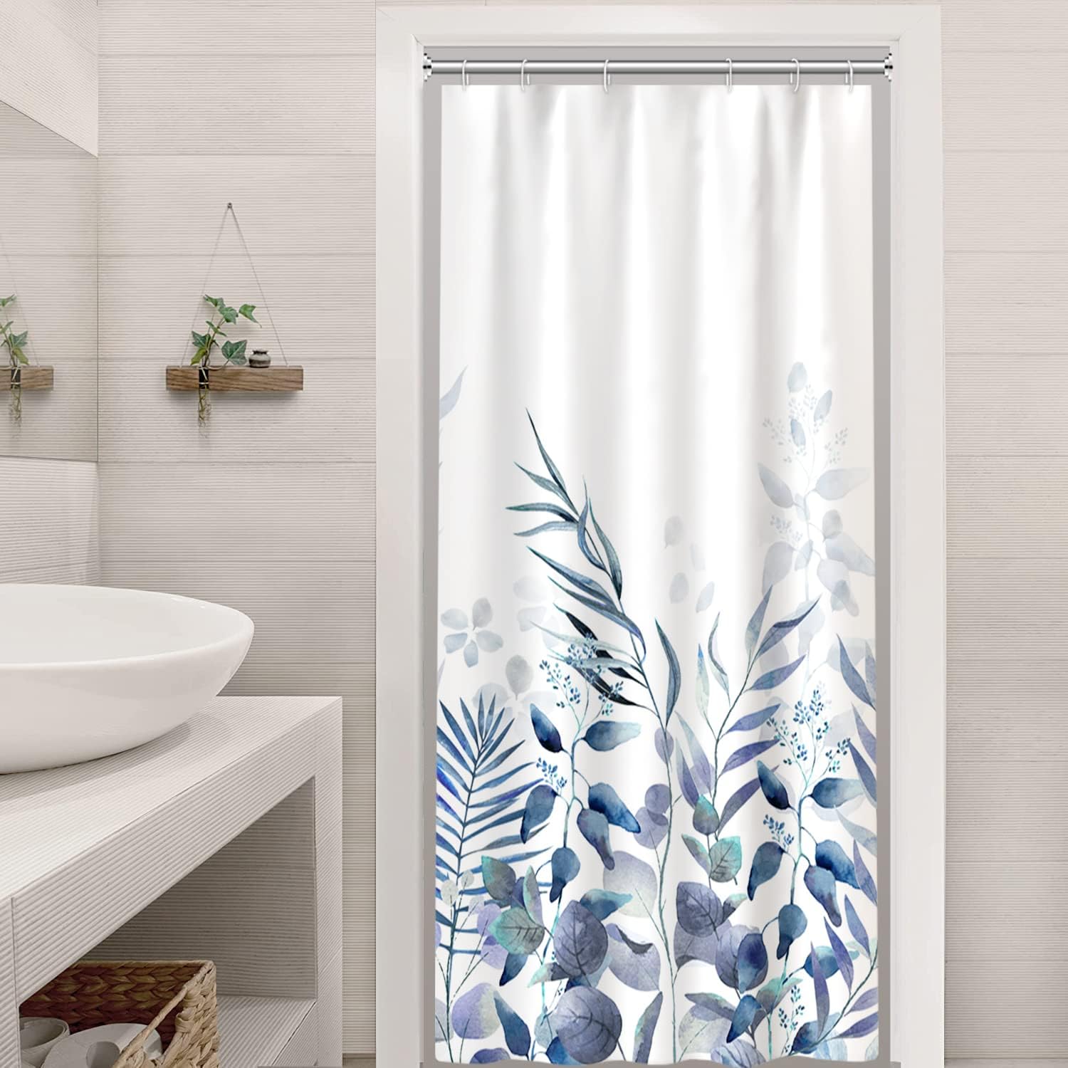 Bathveil Blue Marble Shower Curtain, Waterproof Washable, with Hooks, 72 x 72 in