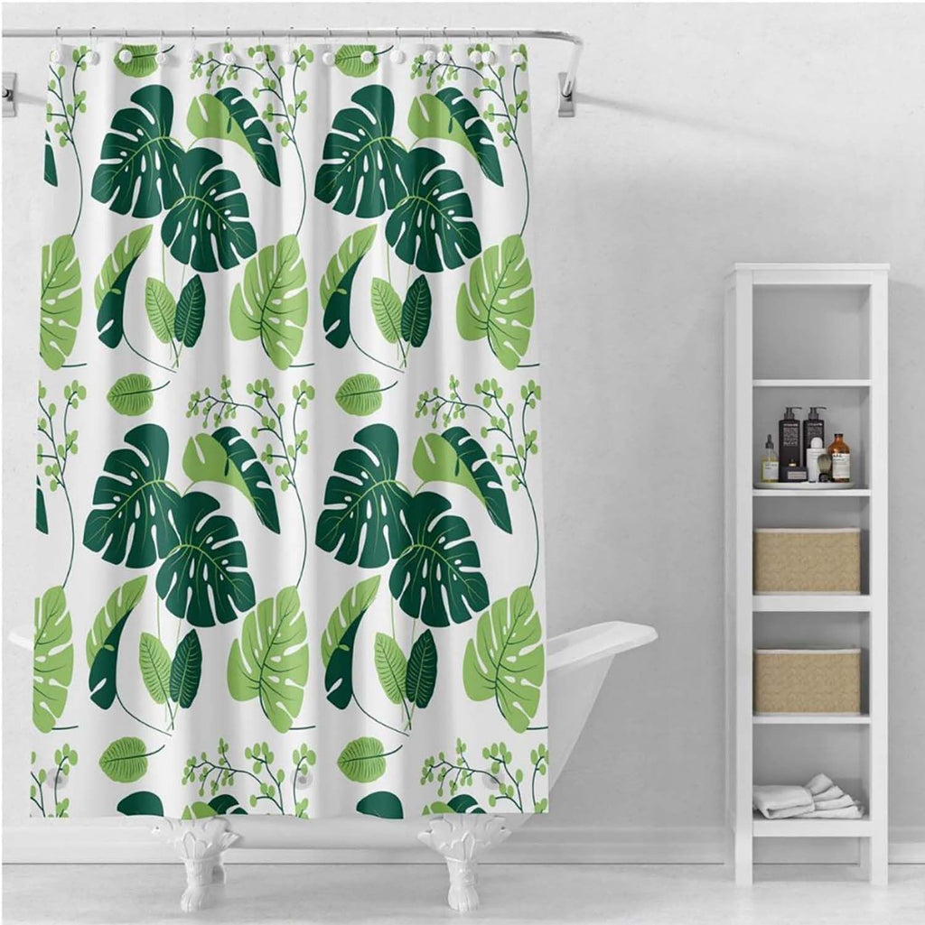Bathveil Banana Leaves PEVA Shower Curtain Liner Waterproof with Grommets