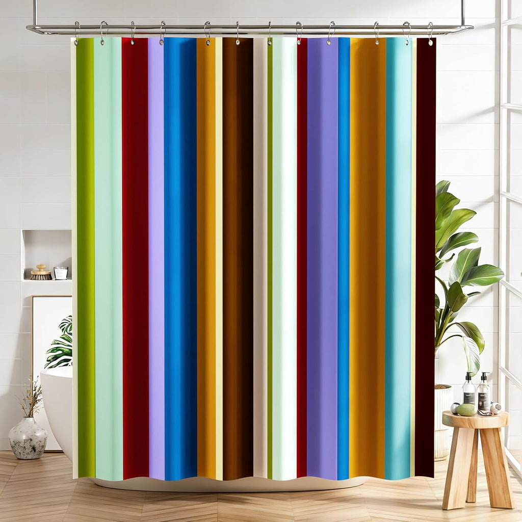 Bathveil Black White Striped Shower Curtain Farmhouse Washable with Hooks