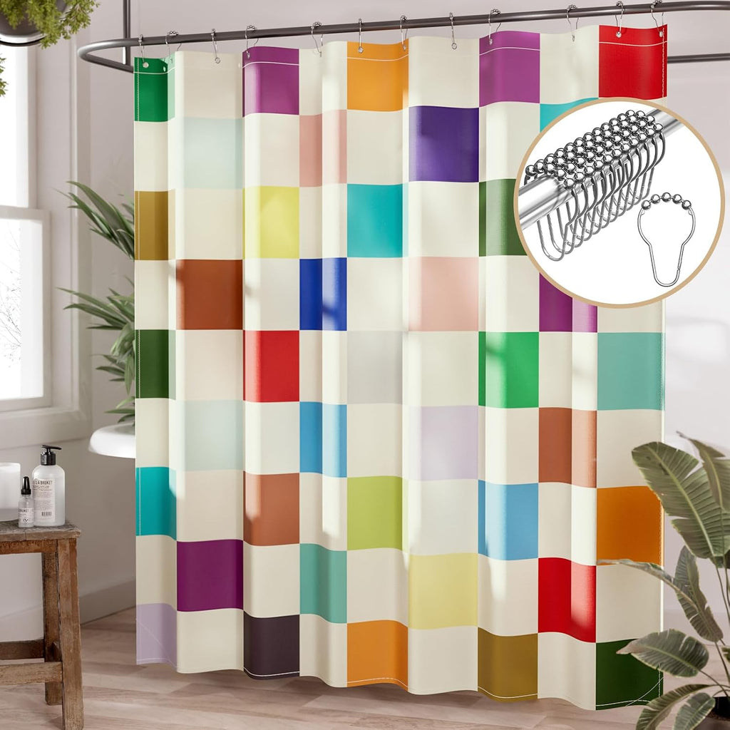Bathveil Black White Striped Shower Curtain Farmhouse Washable with Hooks