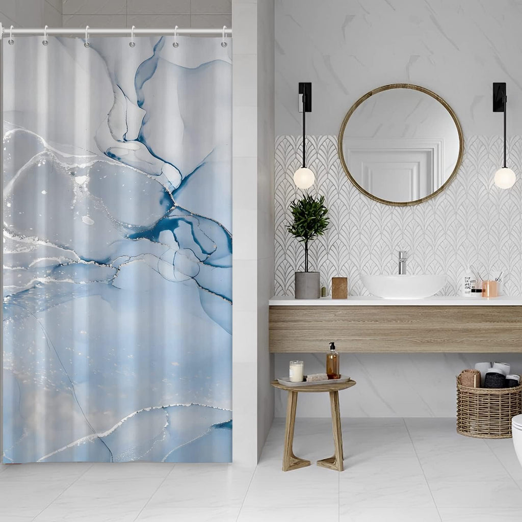Bathveil Marble Shower Curtain Waterproof Washable with Hooks