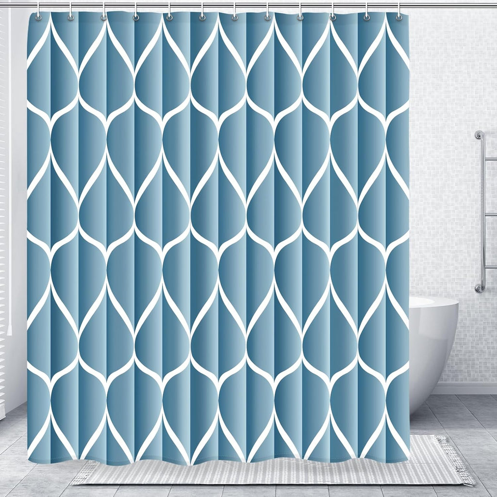 Bathveil Geometric Shower Curtain Water Repellent with Hooks
