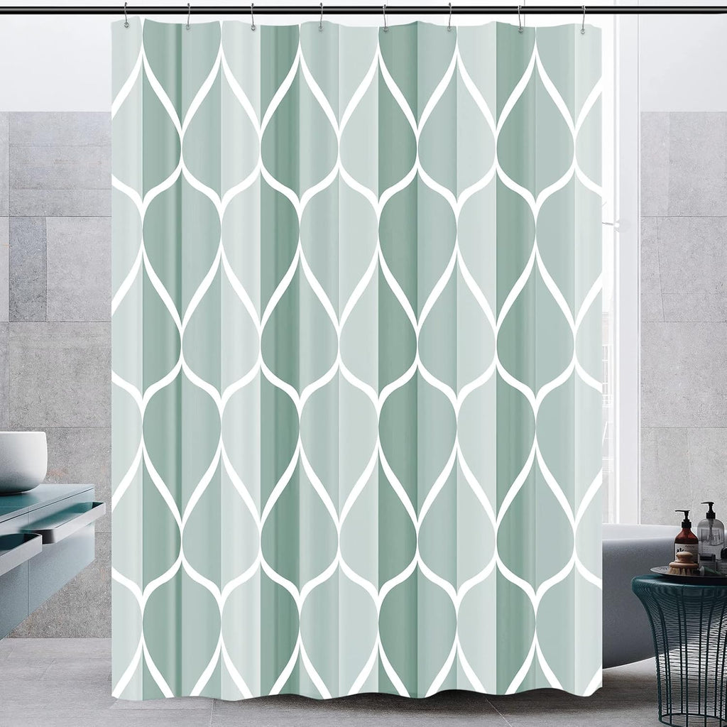 Bathveil Gray Geometric Shower Curtain, Water Repellent, with 12 Hooks, Machine Washable, 72 x 72 in