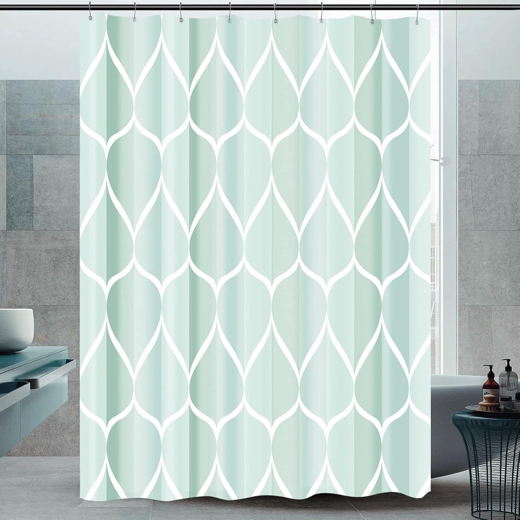 Bathveil Gray Geometric Shower Curtain, Water Repellent, with 12 Hooks, Machine Washable, 72 x 72 in