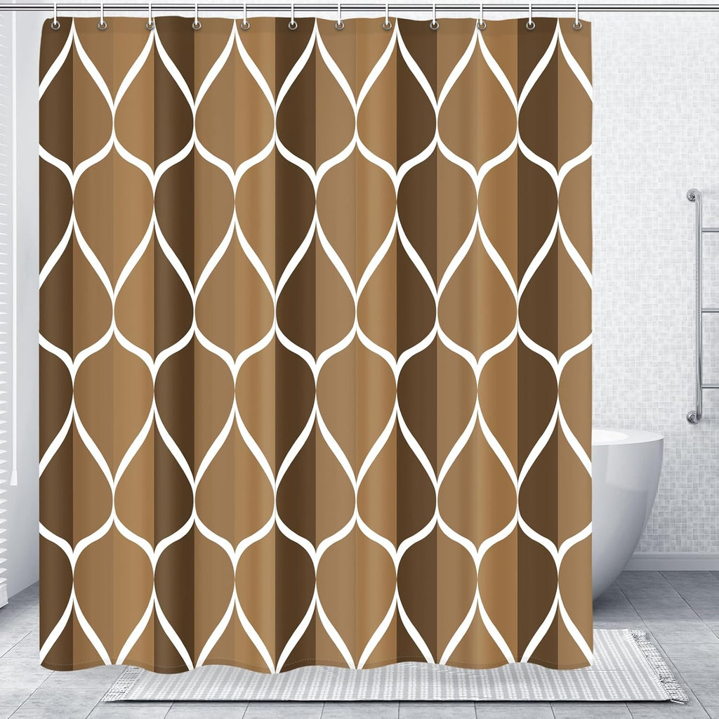 Bathveil Geometric Shower Curtain Water Repellent with Hooks