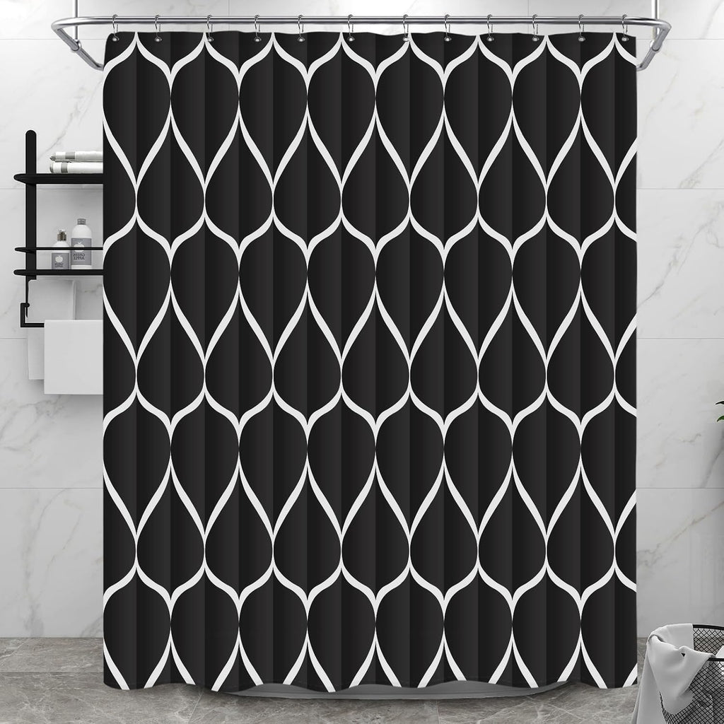 Bathveil Gray Geometric Shower Curtain, Water Repellent, with 12 Hooks, Machine Washable, 72 x 72 in