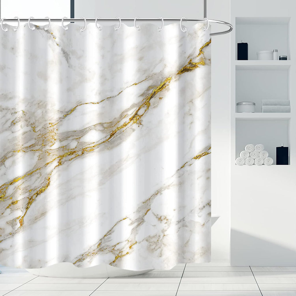 Bathveil Marble Shower Curtain Waterproof Washable with Hooks